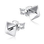 Tetrahedron Shaped Silver Ear Stud STS-5528